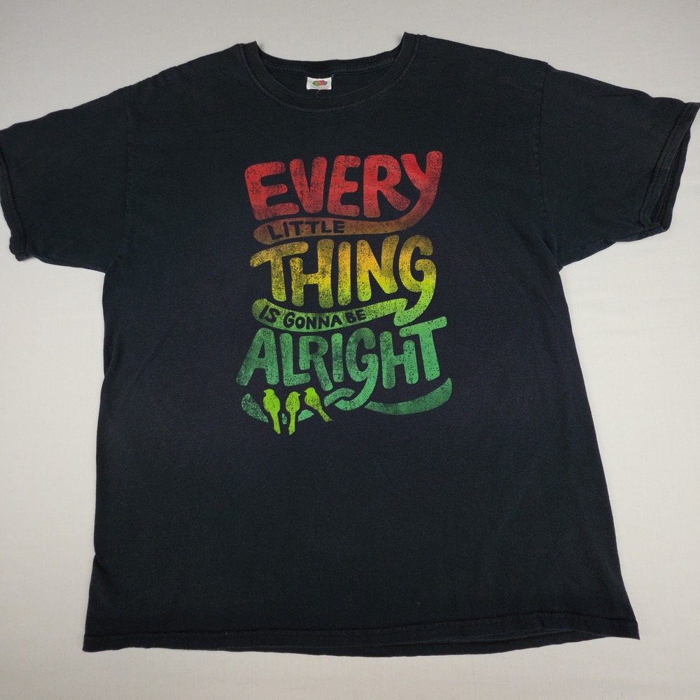 Bob Marley Every Little Thing Is Gonna Be Alright T-Shirt Mens L Black Tee